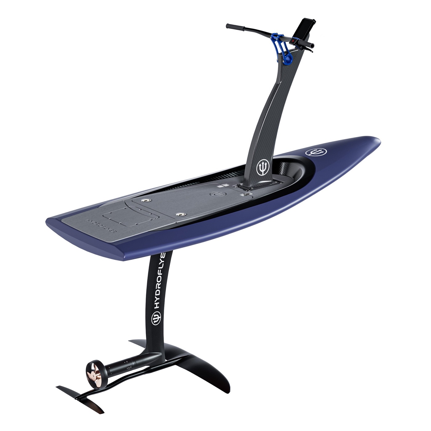 La planche bleue du HydroFlyer Cruiser FF avec son guidon amovible